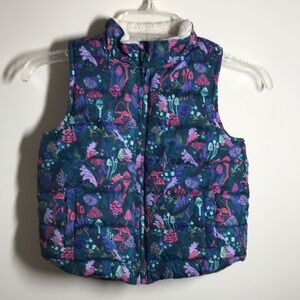 GYMBOREE Puffer Vest S Girl 5-6 Green Print